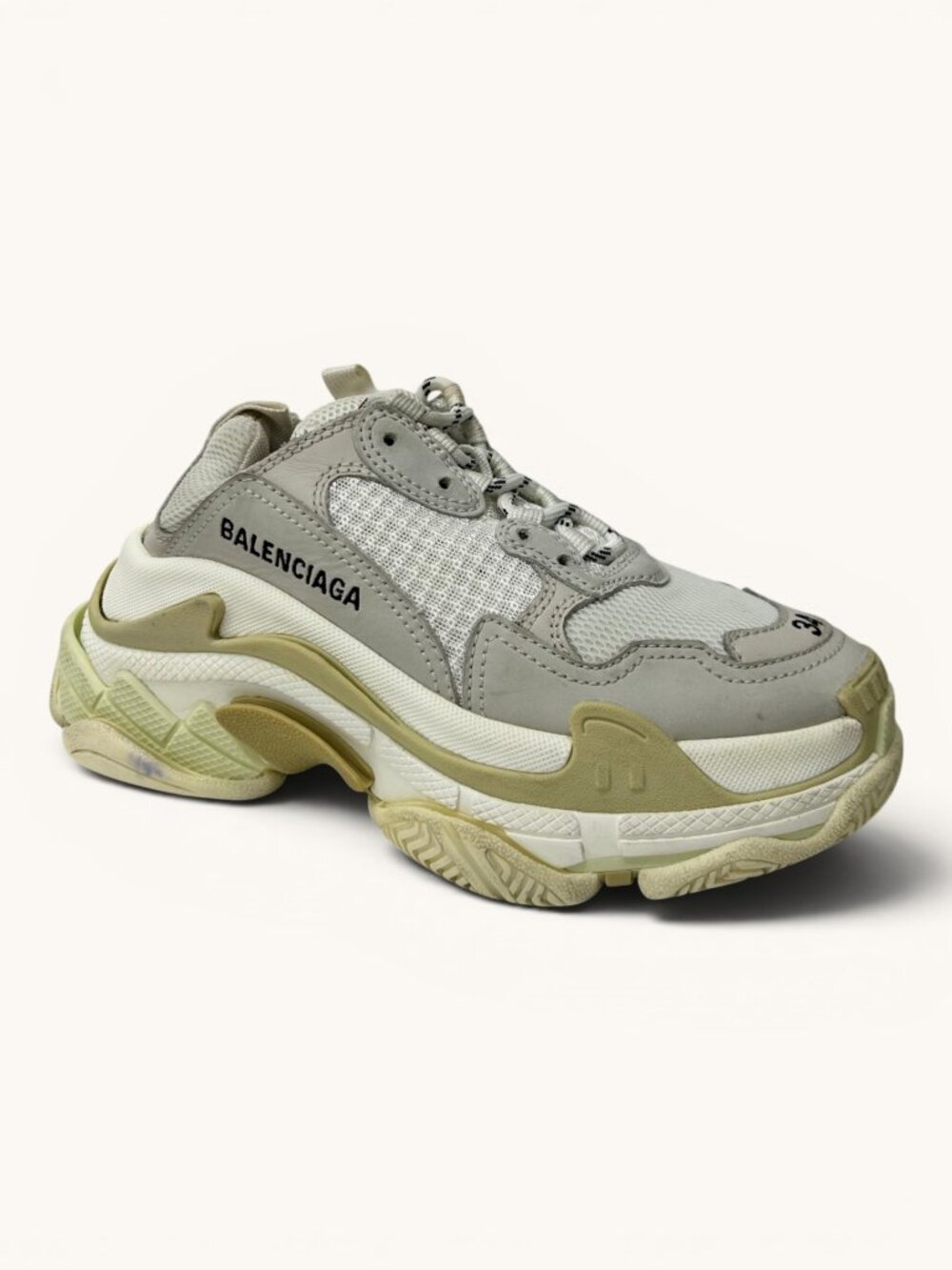Authentic Balenciaga Kids Triple S - White/Leather - Size 34 (US 4)